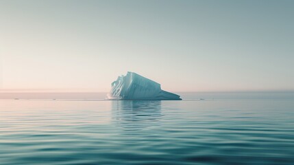 Tranquil Ocean Landscape with Majestic Iceberg Under Warm Sunlight