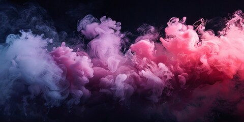 Fototapeta premium magenta and pink fluffy pastel ink smoke cloud against black background