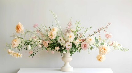 light pastel colors. that combines wildflowers and greenery By contrasting with a light colored background