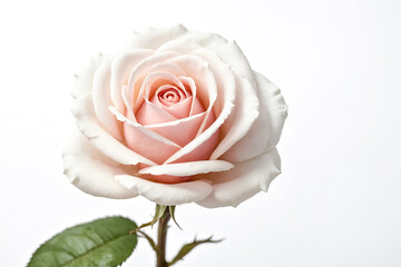 Delicate Pink Rose on White Background