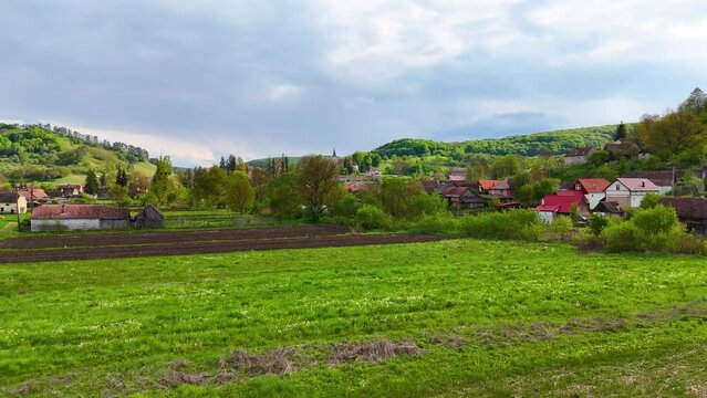 Kreisch - Cris - Keresd ancient village in the rural area of Transylvania, Romania. Historical fortified castle from the 14 century.