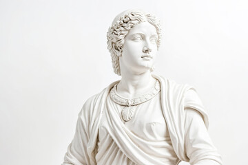 White Marble Statue of a Woman with Wavy Hair