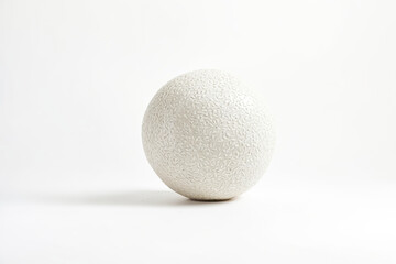 White Ceramic Sphere with Embossed Pattern