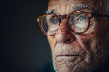 Man in glasses and suit jacket gazes sideways
