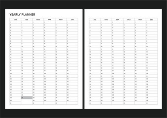 Yearly Planner, 6 Month Overview, Year at a Glance, Haf year planner
