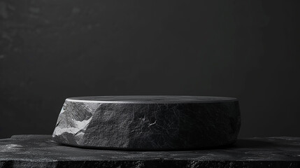 stone and rock shape 3d render illustration podium on black background