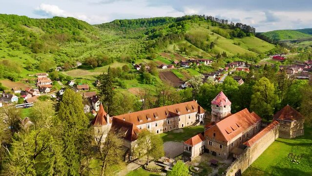 Fortified castle and the old village in the historical village of Kreisch - Cris - Keresd.