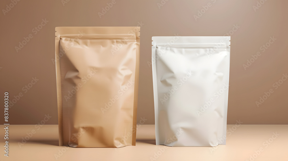 Canvas Prints Mockup of two product paper bags with ziplock on isolated background