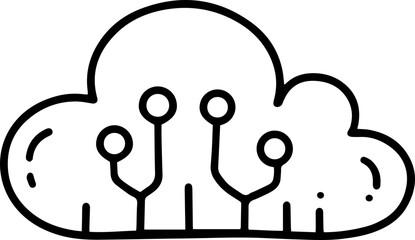 Network communication cloud data cartoon doodle outline icon