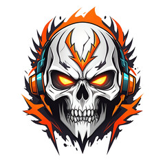 Skull logo with headphones on it