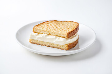 Cream Cheese Sandwich on White Plate
