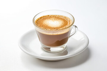 Fototapeta premium Glass of Latte Art Coffee on White Background
