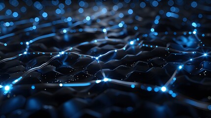 Obraz premium A digital network of glowing nodes, symbolizing the flow of information and connectivity in advanced technological systems.