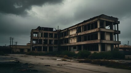 Fototapeta premium a building with black clouds in bagkground