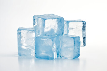 Ice cubes on white background