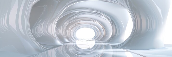 Fototapeta premium Futuristic White Tunnel Abstract Background