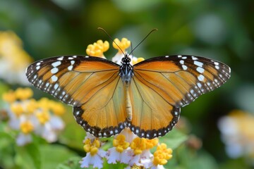 Obraz premium Butterfly perching flower