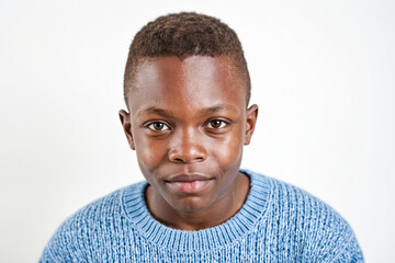 Obraz premium Portrait of a Young African Boy in a Blue Sweater