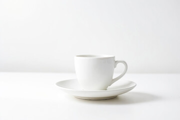 Obraz premium White Coffee Cup and Saucer on a White Background