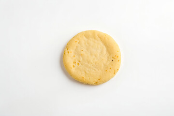 Closeup of a round, flat bread