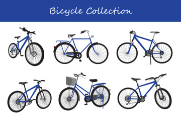 Naklejka premium bicycle collection. bicycle in different poses. Vector illustration.