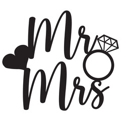 Mr Mrs wedding ring heart love sign design vector laser cut bride to be