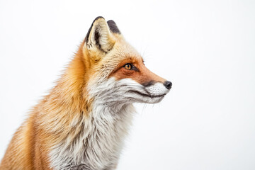 Obraz premium Red fox portrait against a white background
