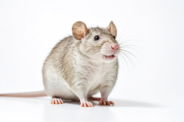 Cute Rat Sitting on a White Background