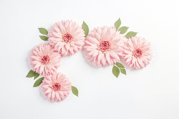 Pink Dahlia Flower Arrangement on White Background