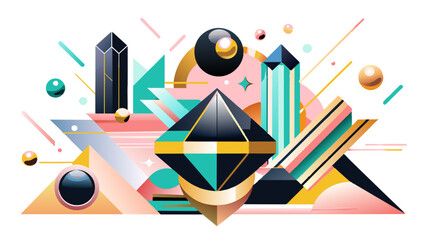 Abstract Geometric Shapes with Vibrant Colors and Modern Design