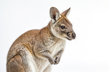 Fototapeta premium Closeup of a Wallaby's Face on a White Background