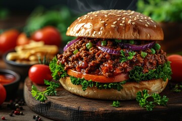 Sloppy Joes - Sloppy Joe sandwich with ground beef in a tangy sauce.