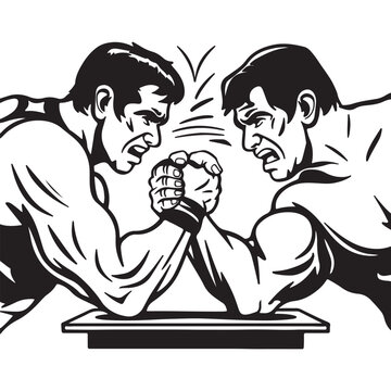 recommend clip art: Arm wrestling. Two men hands. Editable Stroke,one line art, People shaking hands one line. Vector illustration for poster, card, logo, banner valentine day, wedding,Coffee cup and t-shirt