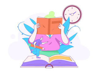 Education and learning people flat vector concept hand drawn illustration
