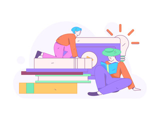 Education and learning people flat vector concept hand drawn illustration
