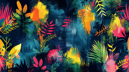 Decorative jungle motifs in a traditional and vintage textile design