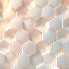 Obraz premium Close-up of Abstract Hexagonal Pattern, Metallic Pink and White, Modern Geometric Background