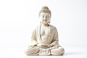 Fototapeta premium White Buddha Statue Sitting in Meditation Pose