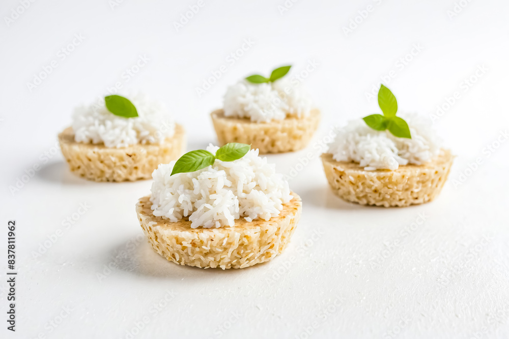 Canvas Prints Coconut Rice Cakes with Basil Garnish