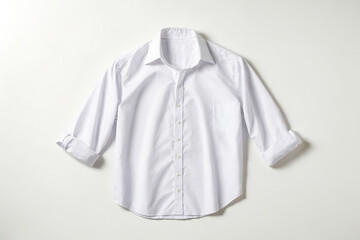 White Dress Shirt with Rolled Sleeves on White Background