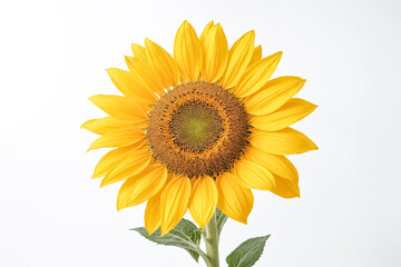 Obraz premium Single Sunflower Isolated on White Background