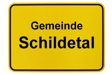 Illustration eines Ortsschildes der Gemeinde Schildetal in Mecklenburg-Vorpommern