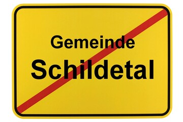 Illustration eines Ortsschildes der Gemeinde Schildetal in Mecklenburg-Vorpommern