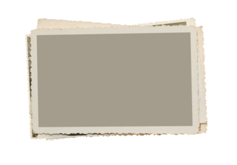 Stack of old photos isolated on transparent background, png file