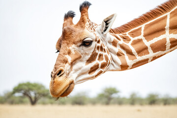 Obraz premium Close-up of a Giraffe's Face in the Savanna