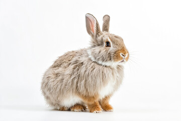 Obraz premium Fluffy Bunny Sitting on White Background