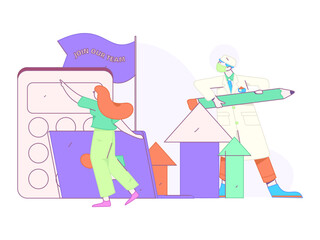 Education and learning people flat vector concept hand drawn illustration
