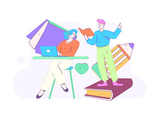 Education and learning people flat vector concept hand drawn illustration

