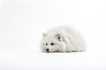 White fluffy dog laying down