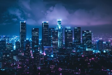 Los Angeles Night Skyline: Stunning Urban Views in California, USA